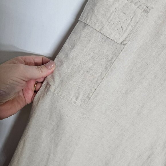 Havana Jacks Cafe Beige Linen Pants Women Size 8 Relaxed Fit Boho Neutral Beachy - Picture 3 of 11
